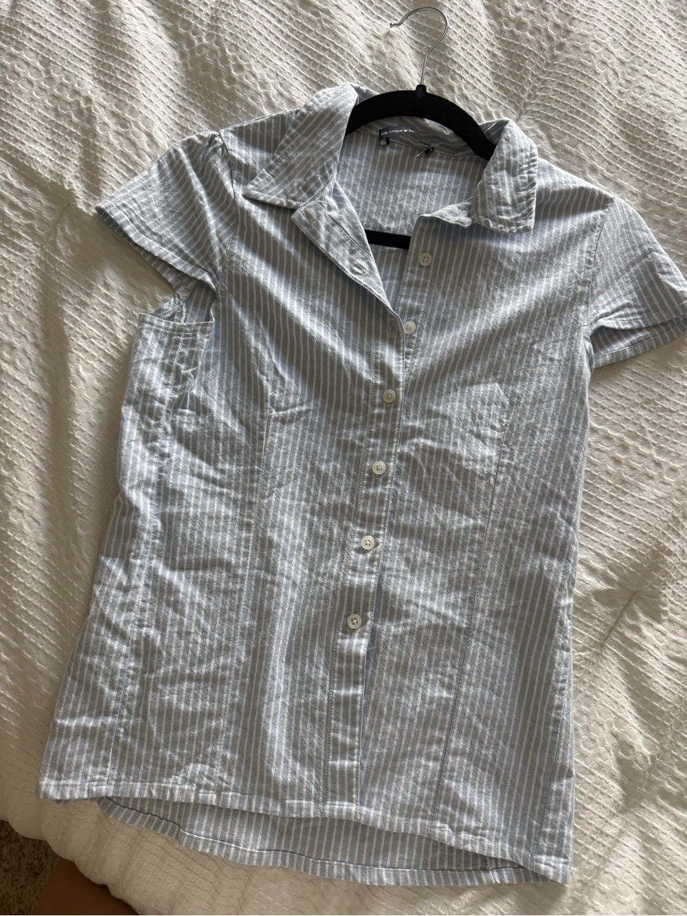 Brandy Melville Blue & White Striped Button-Up Shirt Dress